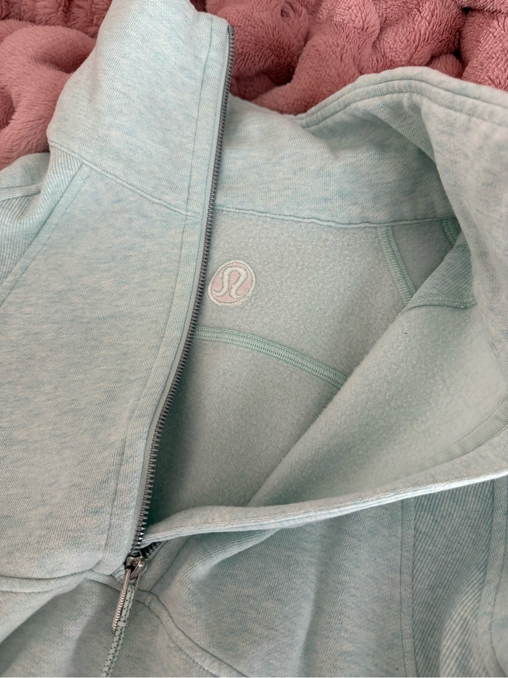 Light Aqua Half-Zip Hoodie Sweatshirt - Women - Picture 3 of 5